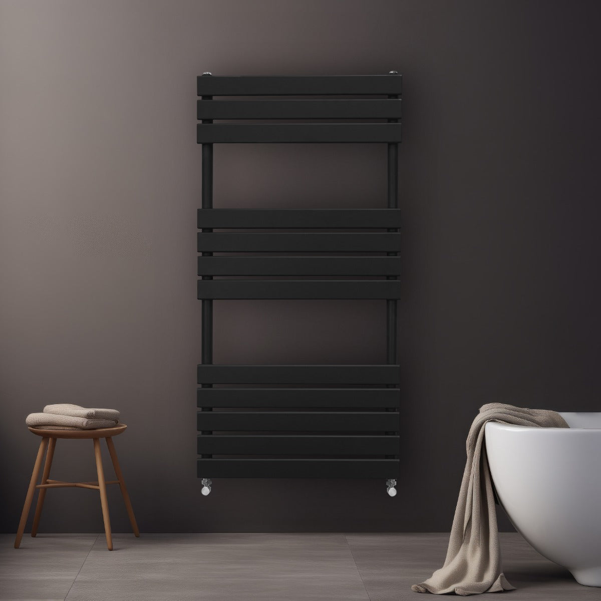 Flat Panel Towel Radiator – 1200mm x 600mm – Black - Used - Good