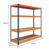 S-Rax 4 Shelf Racking - 180cm x 180cm x 60cm - Like New