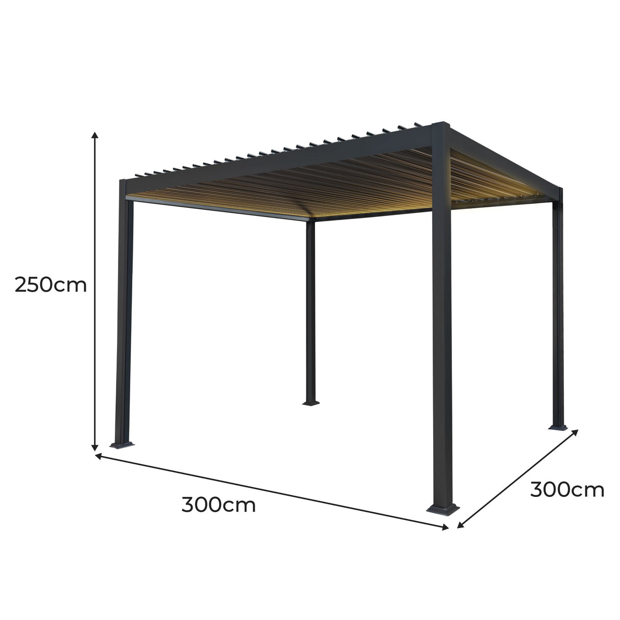 Aluminium Pergola With LED Lights - 3m x 3m - Used - Good