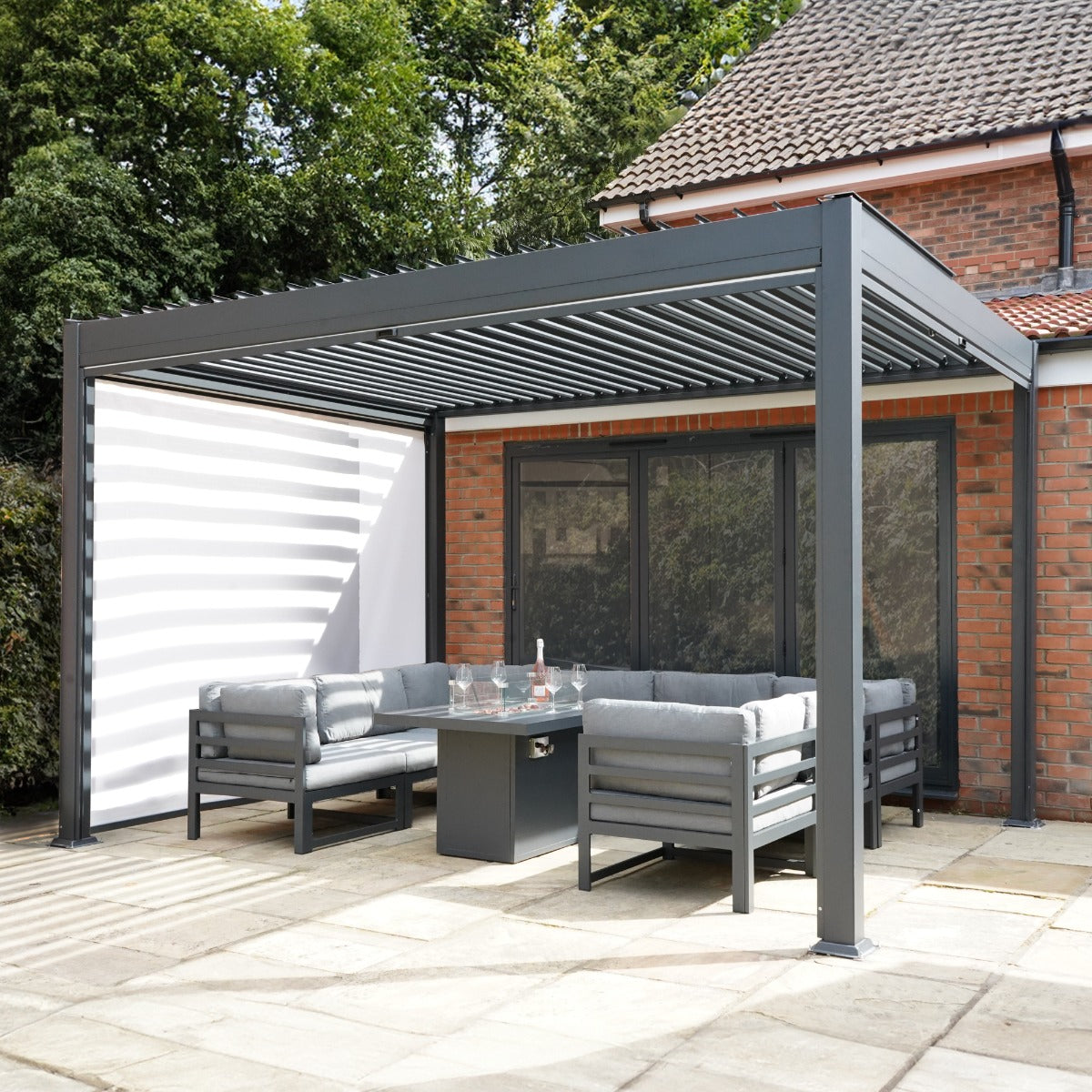 Aluminium Pergola With Blinds & LED Lights - 3m x 3m - Used - Good