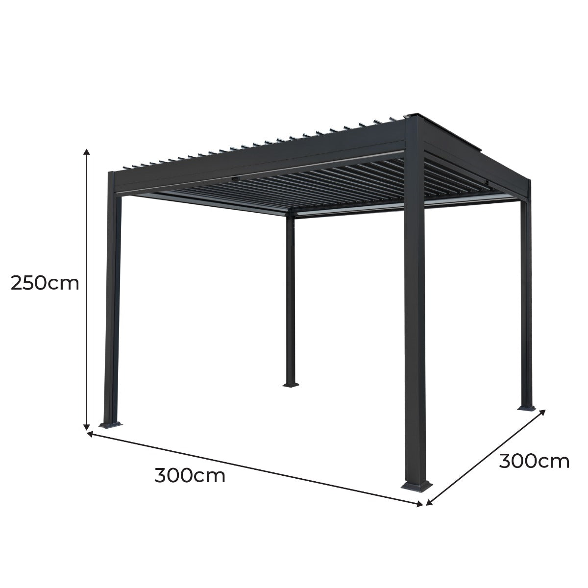Aluminium Pergola With Blinds & LED Lights - 3m x 3m - Used - Acceptable