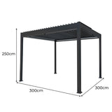 Aluminium Pergola With Blinds & LED Lights - 3m x 3m - Used - Good