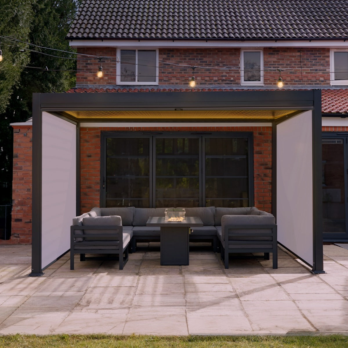 Aluminium Pergola With Blinds & LED Lights - 3m x 3m - Used - Good