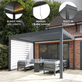 Aluminium Pergola With Blinds & LED Lights - 3m x 3m - Like New