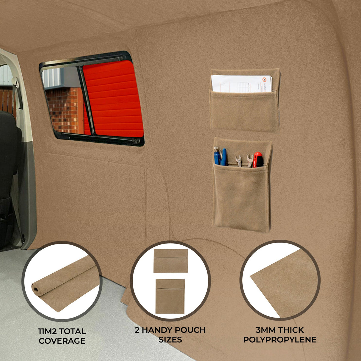 Van Carpet Lining & Storage Pouches - Beige - Like New