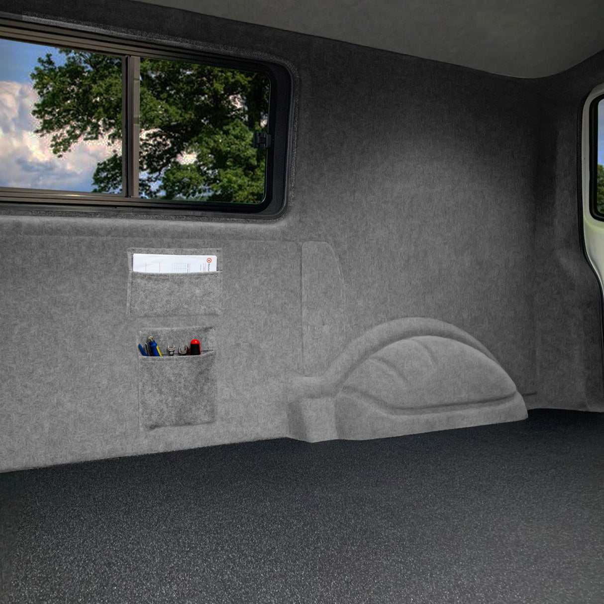 Smoke Grey Van Carpet Lining, Storage Pouches & Adhesive Glue - Used - Very Good