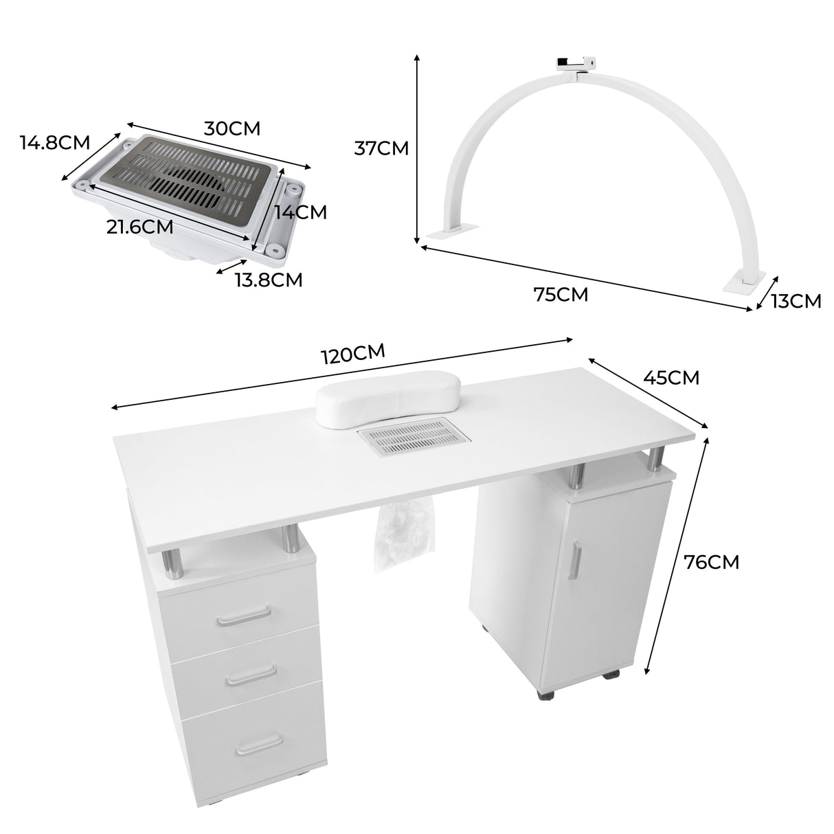 Professional Manicure Table & LED Half Moon Lamp - Used - Acceptable