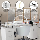 Professional Manicure Table & LED Half Moon Lamp - Used - Good