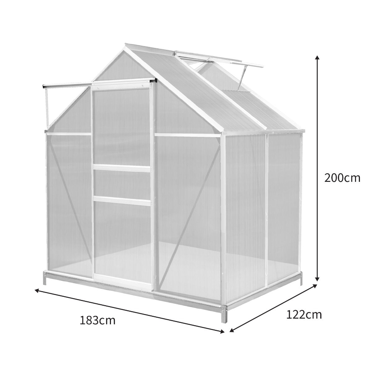 Polycarbonate Greenhouse 6ft x 4ft with Base – Silver - Used - Very Good