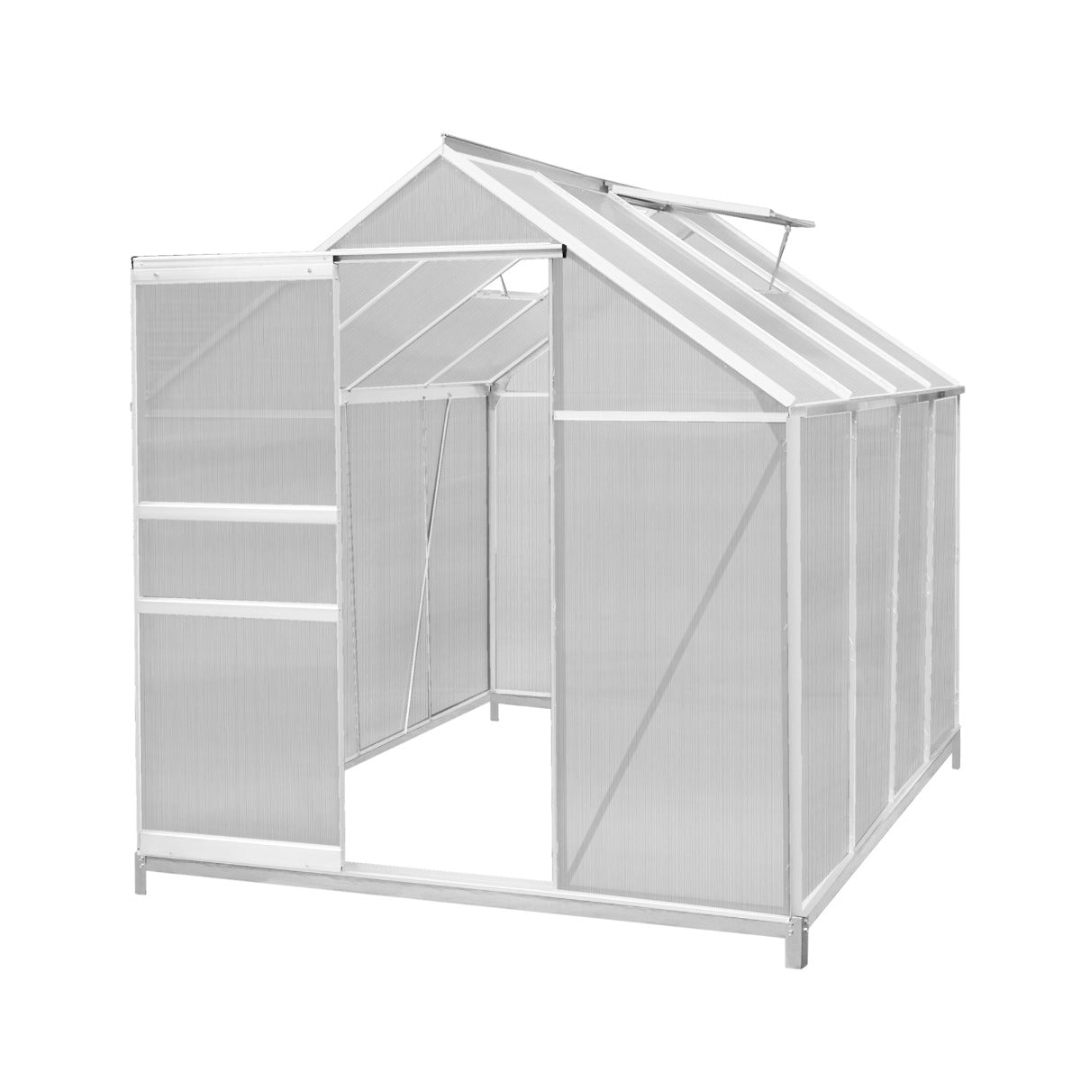 Polycarbonate Greenhouse 6ft x 8ft with Base – Silver - Like New