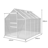 Polycarbonate Greenhouse 6ft x 8ft with Base – Silver - Like New