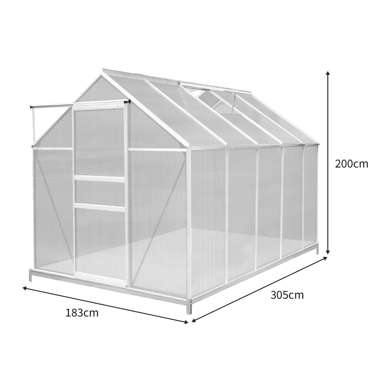 Polycarbonate Greenhouse 6ft x 10ft with Base – Silver - Like New