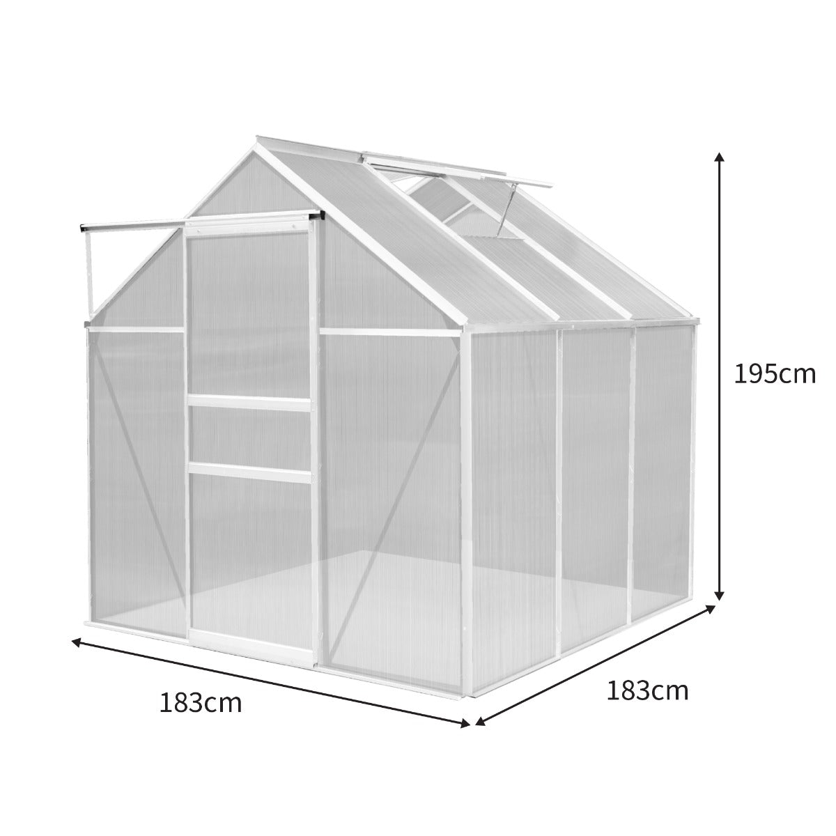 Polycarbonate Greenhouse 6ft x 6ft – Silver - Used - Very Good