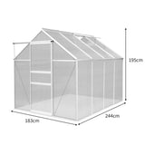 Polycarbonate Greenhouse 6ft x 8ft – Silver - Used - Acceptable