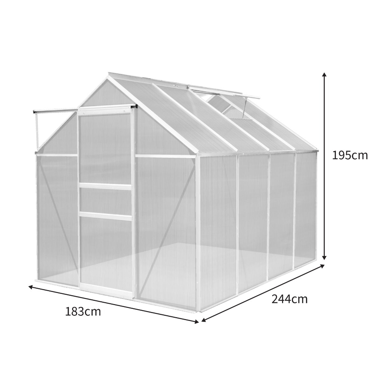 Polycarbonate Greenhouse 6ft x 8ft – Silver - Used - Good