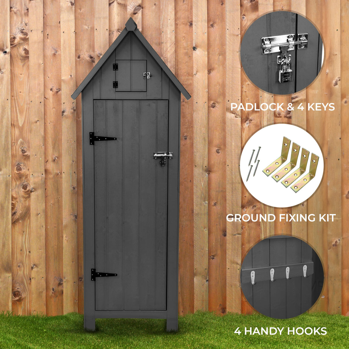 Wooden Garden Shed - Dark Grey - Used - Acceptable