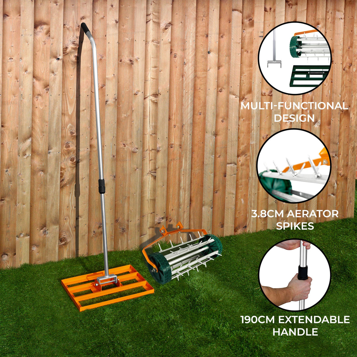 50cm Lawn Leveller & Aerator – Orange - Like New