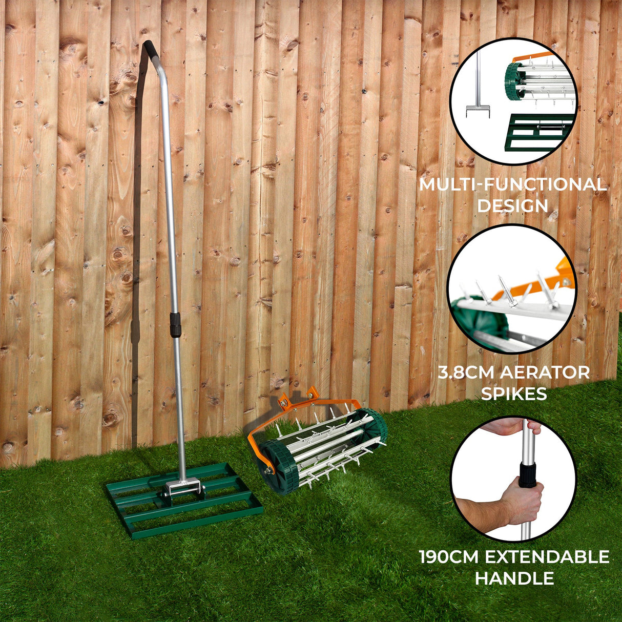 50cm Lawn Leveller & Aerator – Green - Used - Good