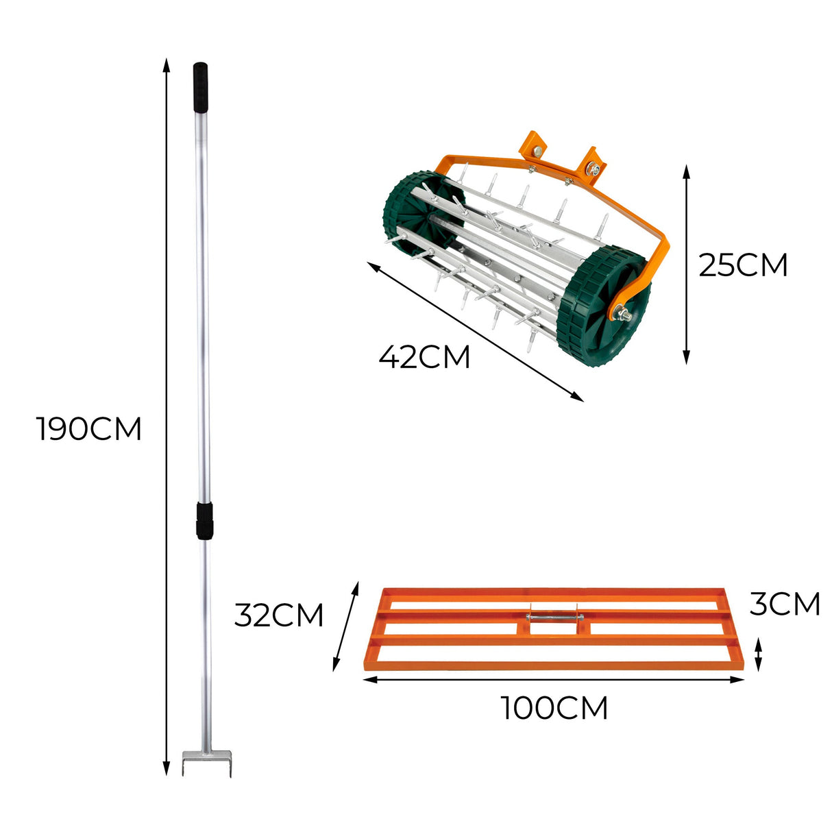 100cm Lawn Leveller & Aerator – Orange - Like New