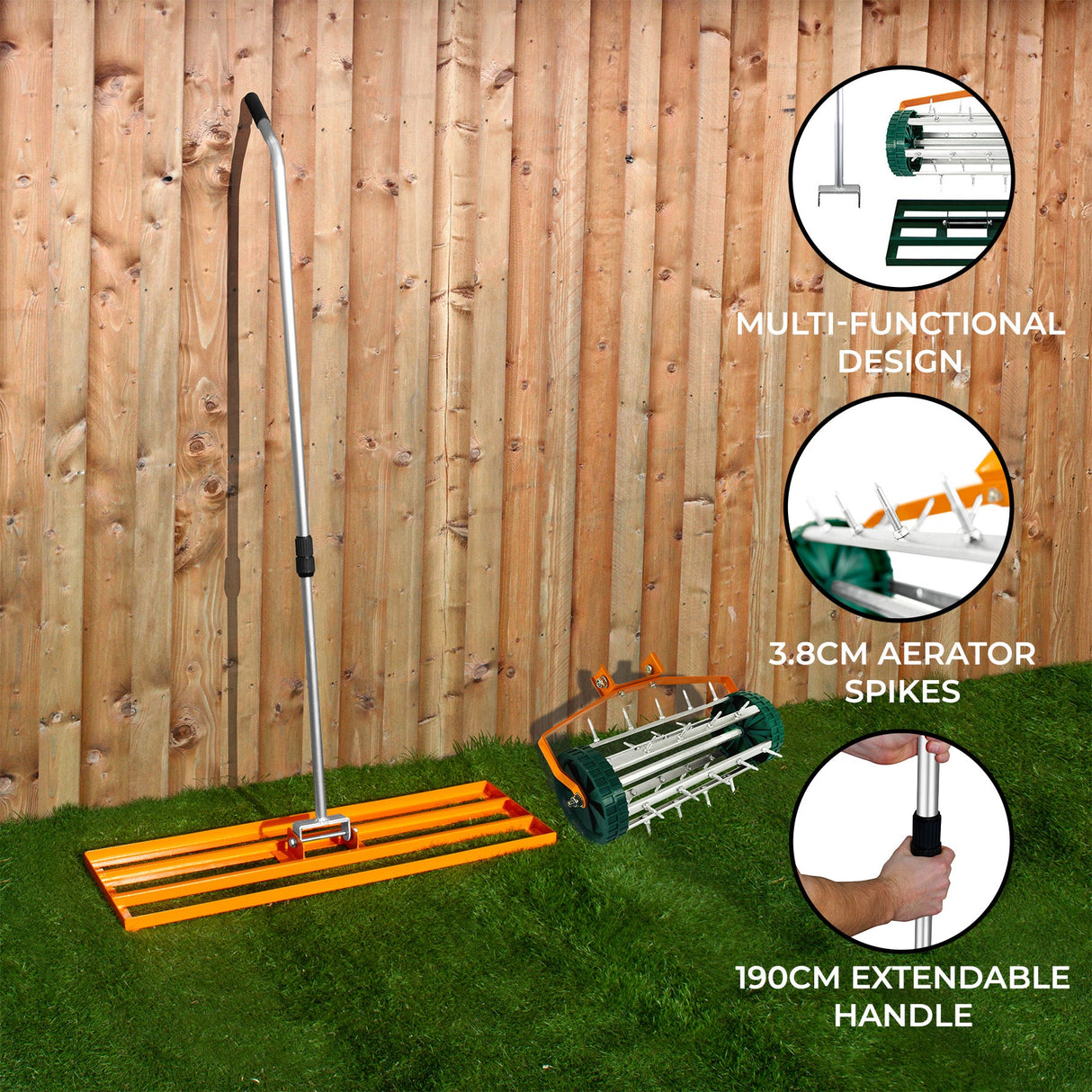 100cm Lawn Leveller & Aerator – Orange - Like New
