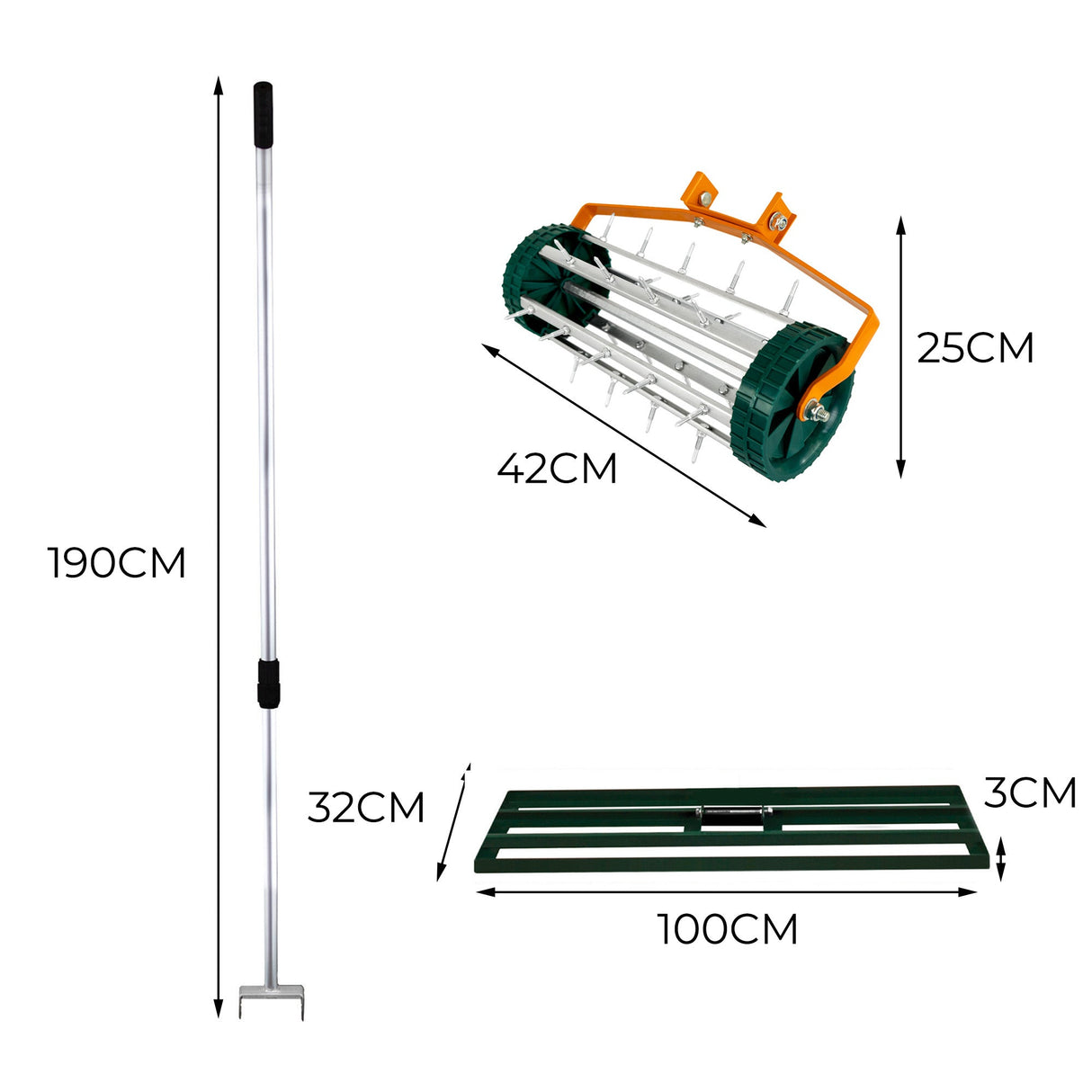 100cm Lawn Leveller & Aerator – Green - Used - Acceptable