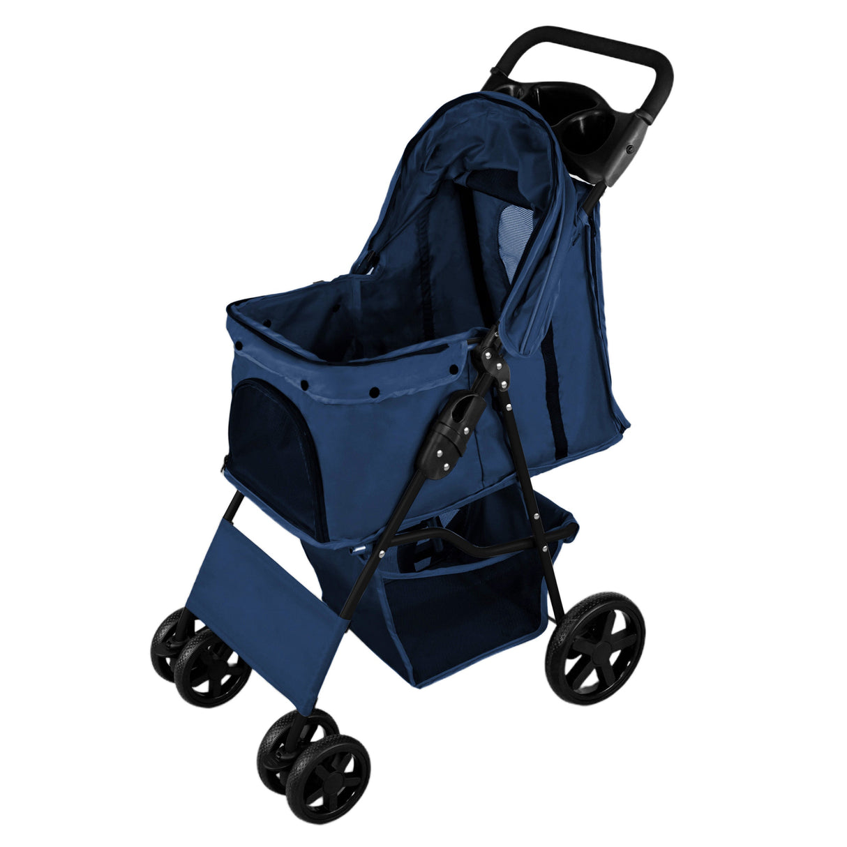 Pet Stroller with Rain Cover – Navy Blue - Like New