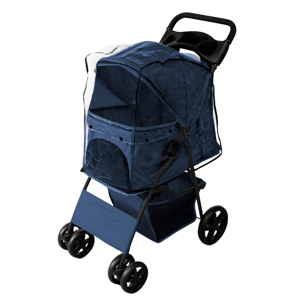 Pet Stroller with Rain Cover – Navy Blue - Like New