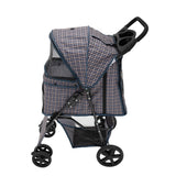 Pet Stroller with Rain Cover – Blue Tartan - Used - Good
