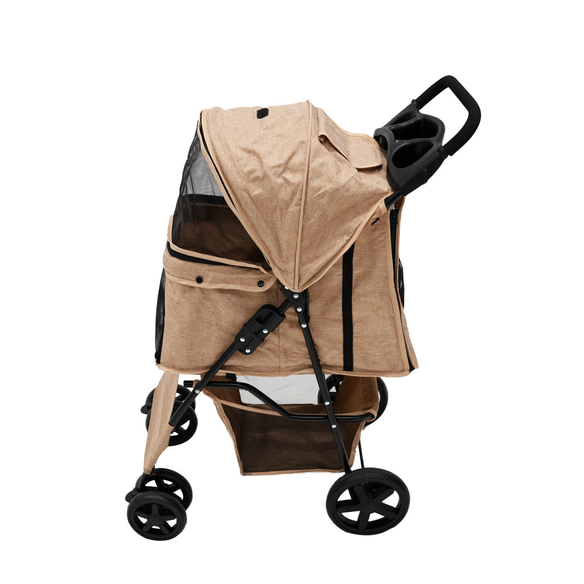 Pet Stroller with Rain Cover – Woven Beige - Like New