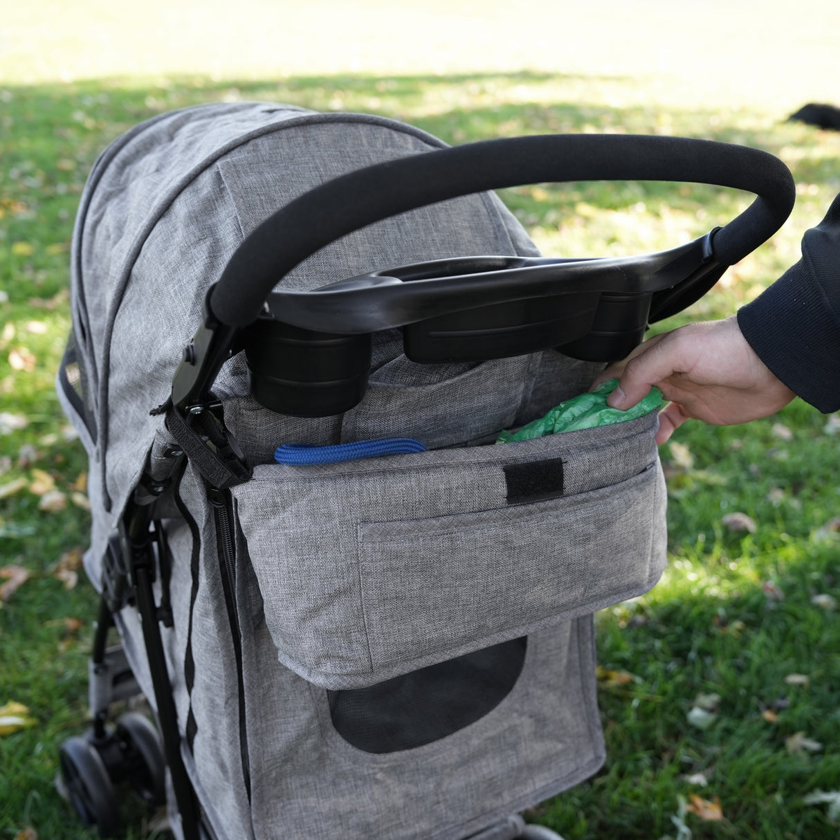 Pet Stroller Caddy Bag - Woven Grey - Used - Acceptable