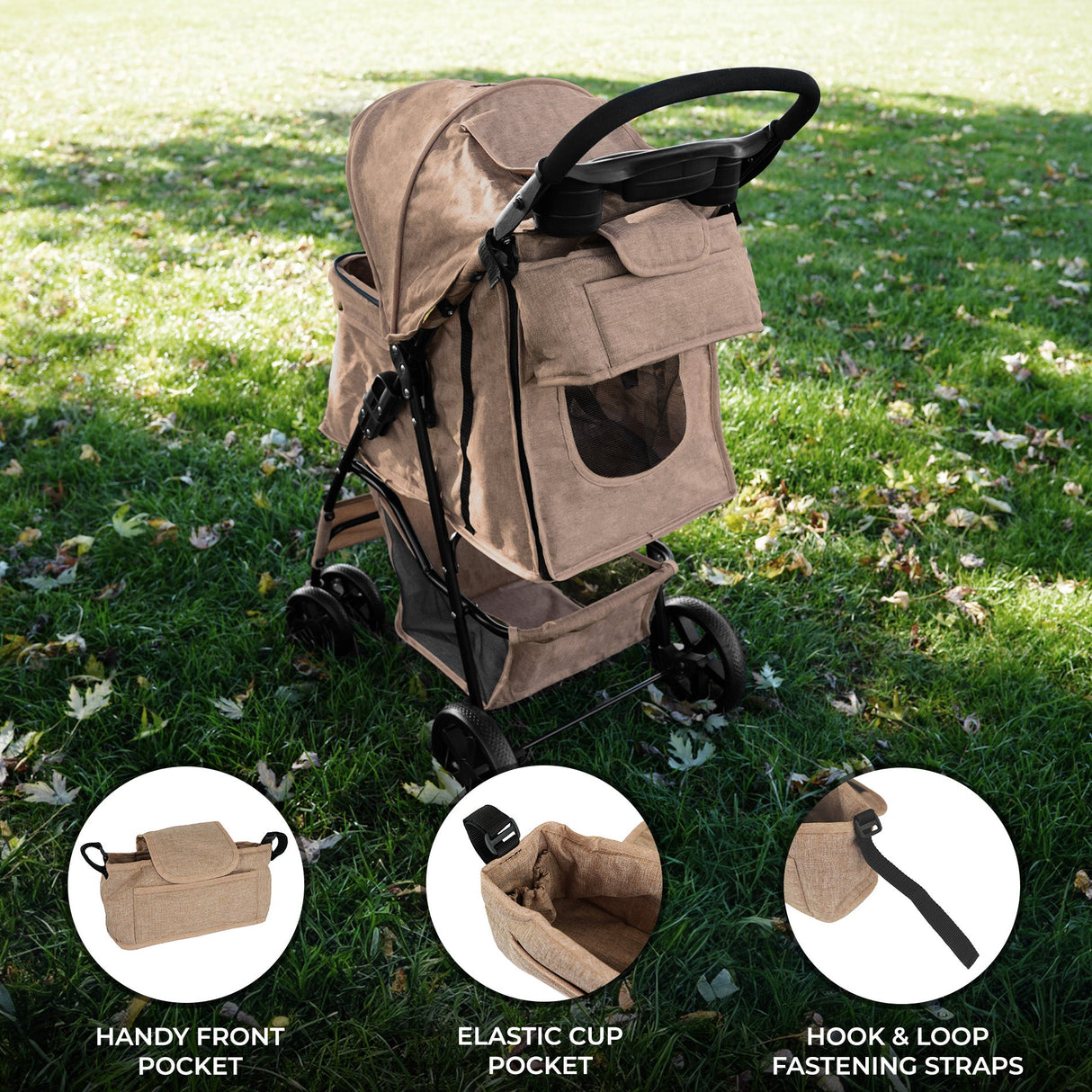 Pet Stroller Caddy Bag - Woven Beige - Used - Very Good