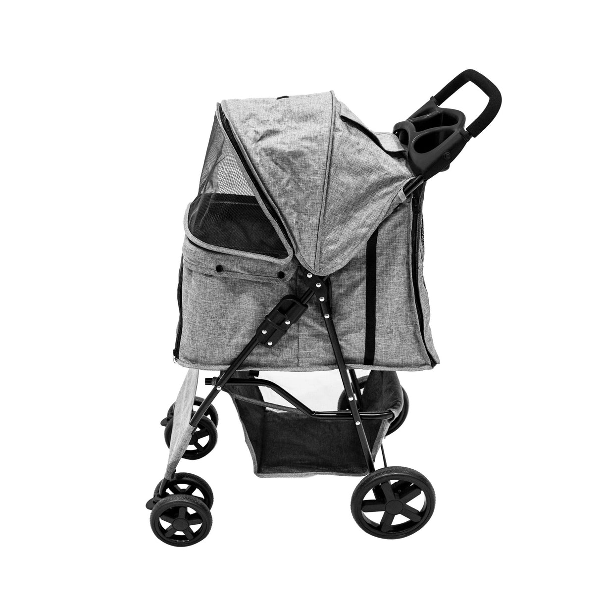 Pet Stroller with Rain Cover & Caddy Bag - Woven Grey - Used - Acceptable
