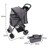 Pet Stroller with Rain Cover & Caddy Bag - Blue Tartan - Used - Acceptable