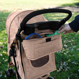 Pet Stroller with Rain Cover & Caddy Bag - Woven Beige - Like New