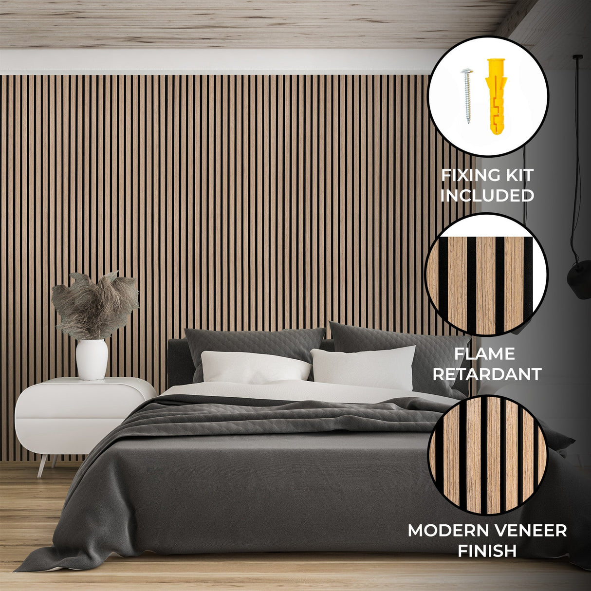 Acoustic Slat Wall Panels x 2 - Light Walnut - Like New
