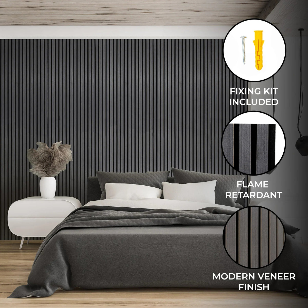 Acoustic Slat Wall Panel – Anthracite Grey - Used - Good