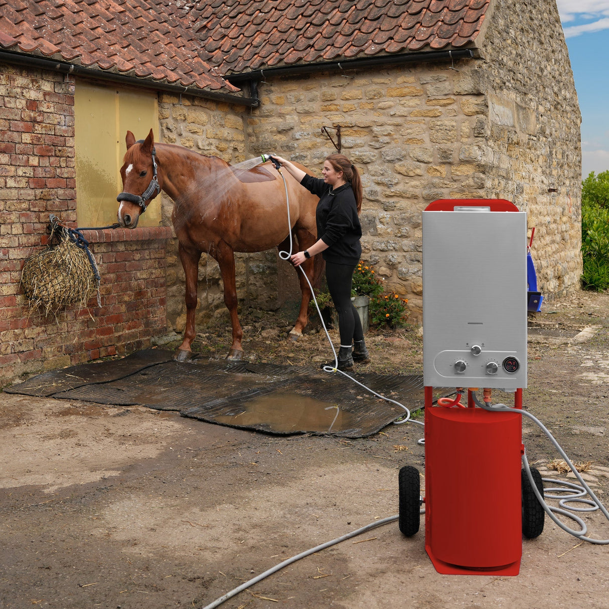 Deluxe Portable Horse Shower - Red - Used - Very Good