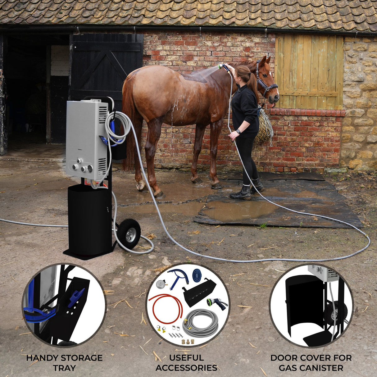 Deluxe Portable Horse Shower - Black - Used - Good