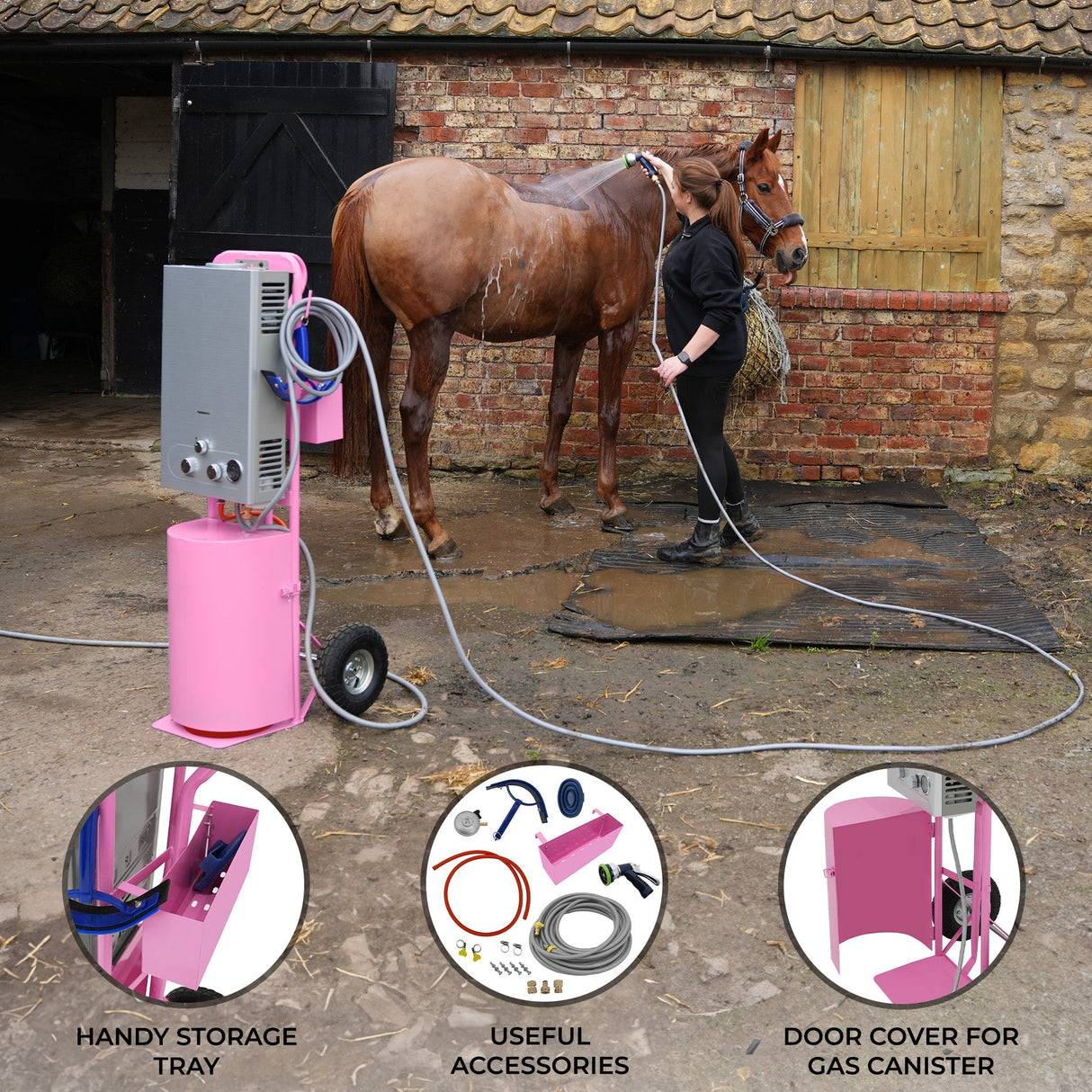 Deluxe Portable Horse Shower - Pink - Used - Very Good
