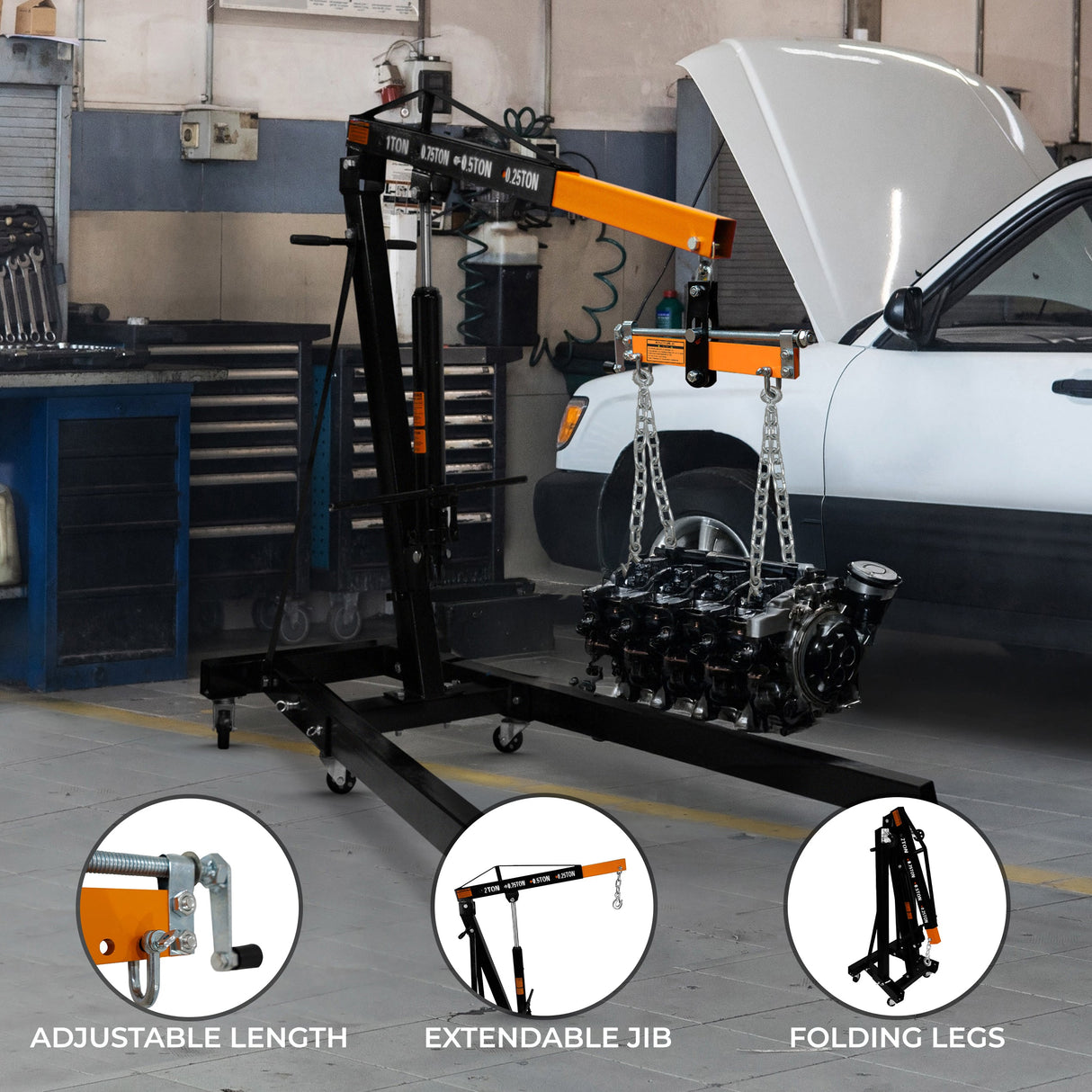 Engine Crane 1 Tonne & Load Leveller - Like New