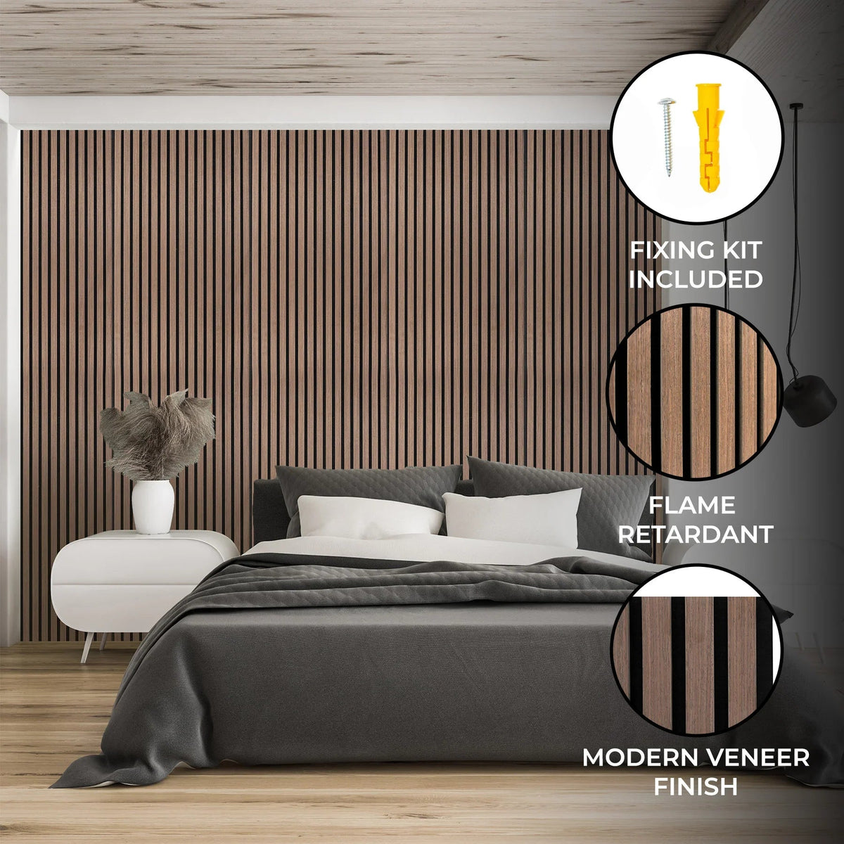 Acoustic Slat Wall Panels x 2 - Dark Walnut - Used - Acceptable