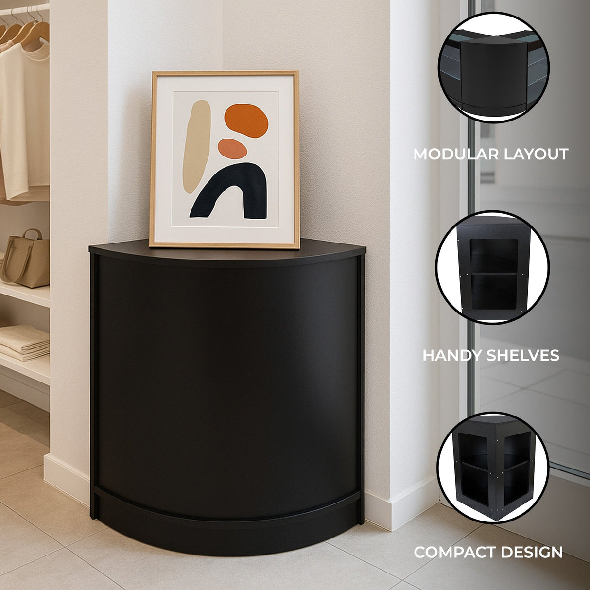 Retail Shop Corner Counter CM60 - Black - Like New