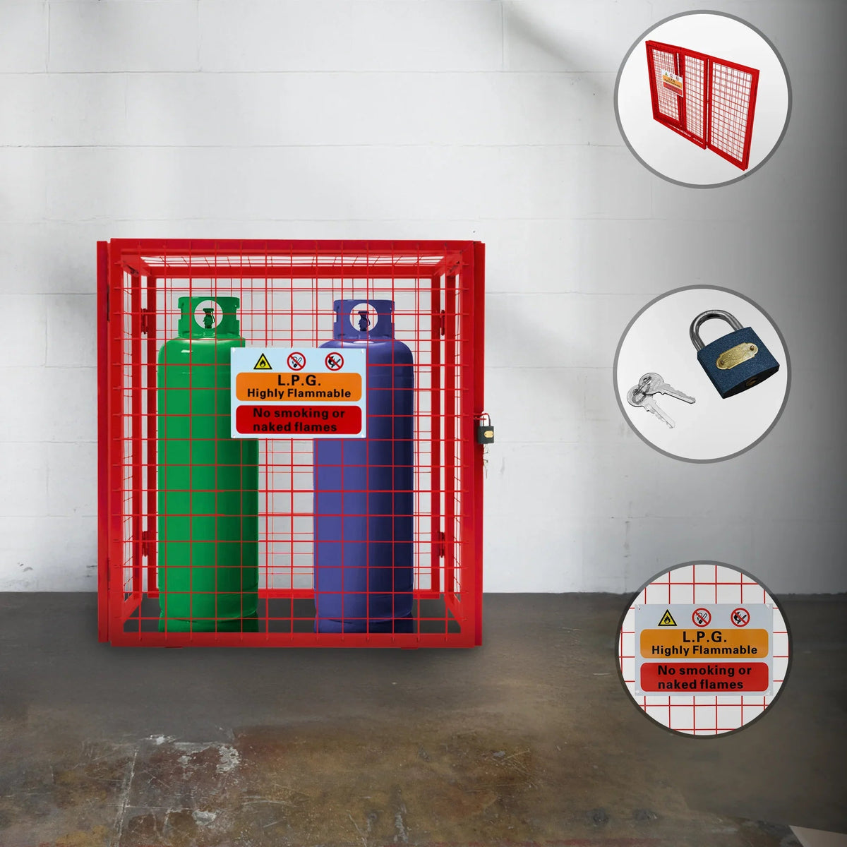 Red Gas Bottle Collapsible Mesh Cage - 90cm x 80cm x 43cm - Used - Acceptable