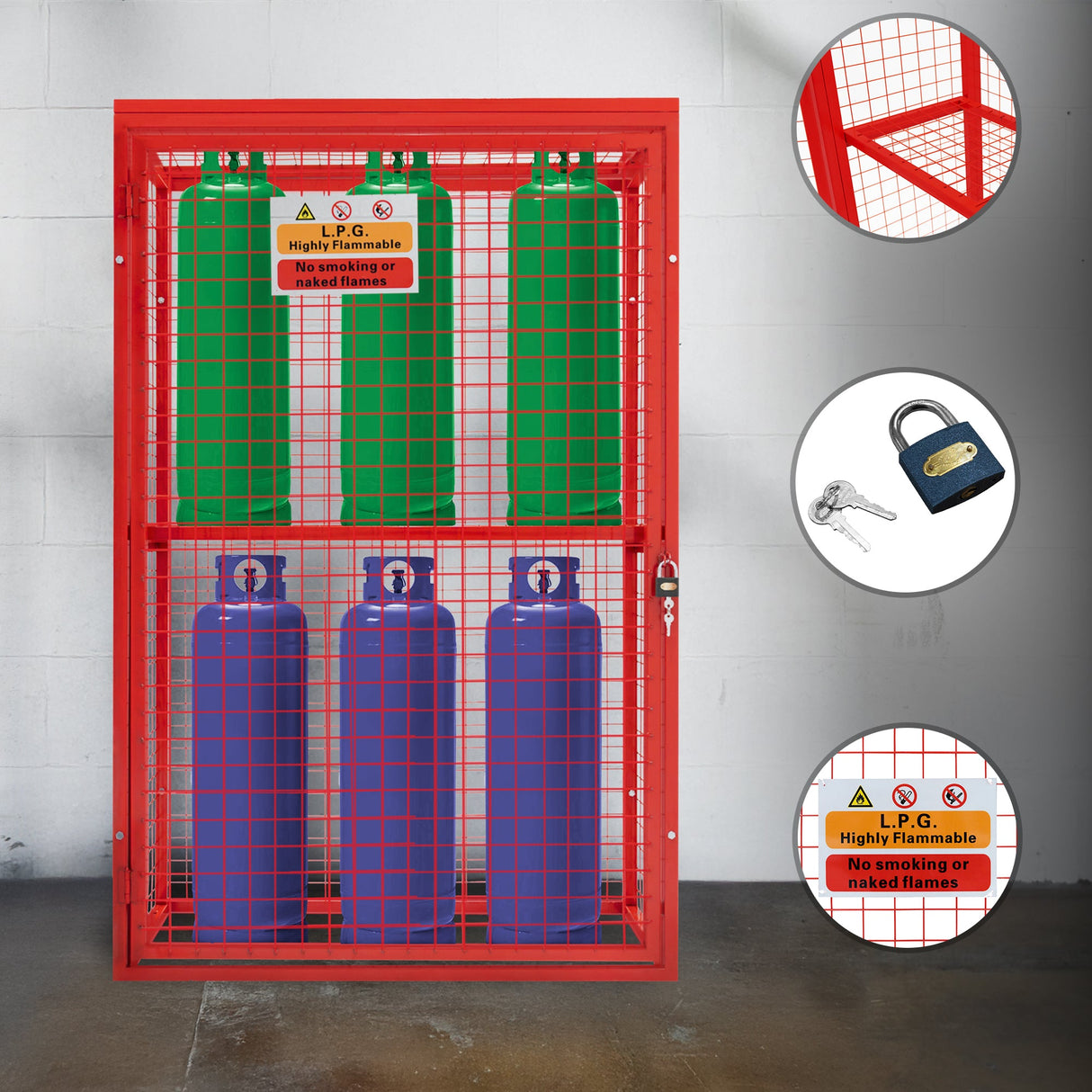 Red Gas Bottle Collapsible Mesh Cage – 181cm x 116cm x 57cm - Used - Good