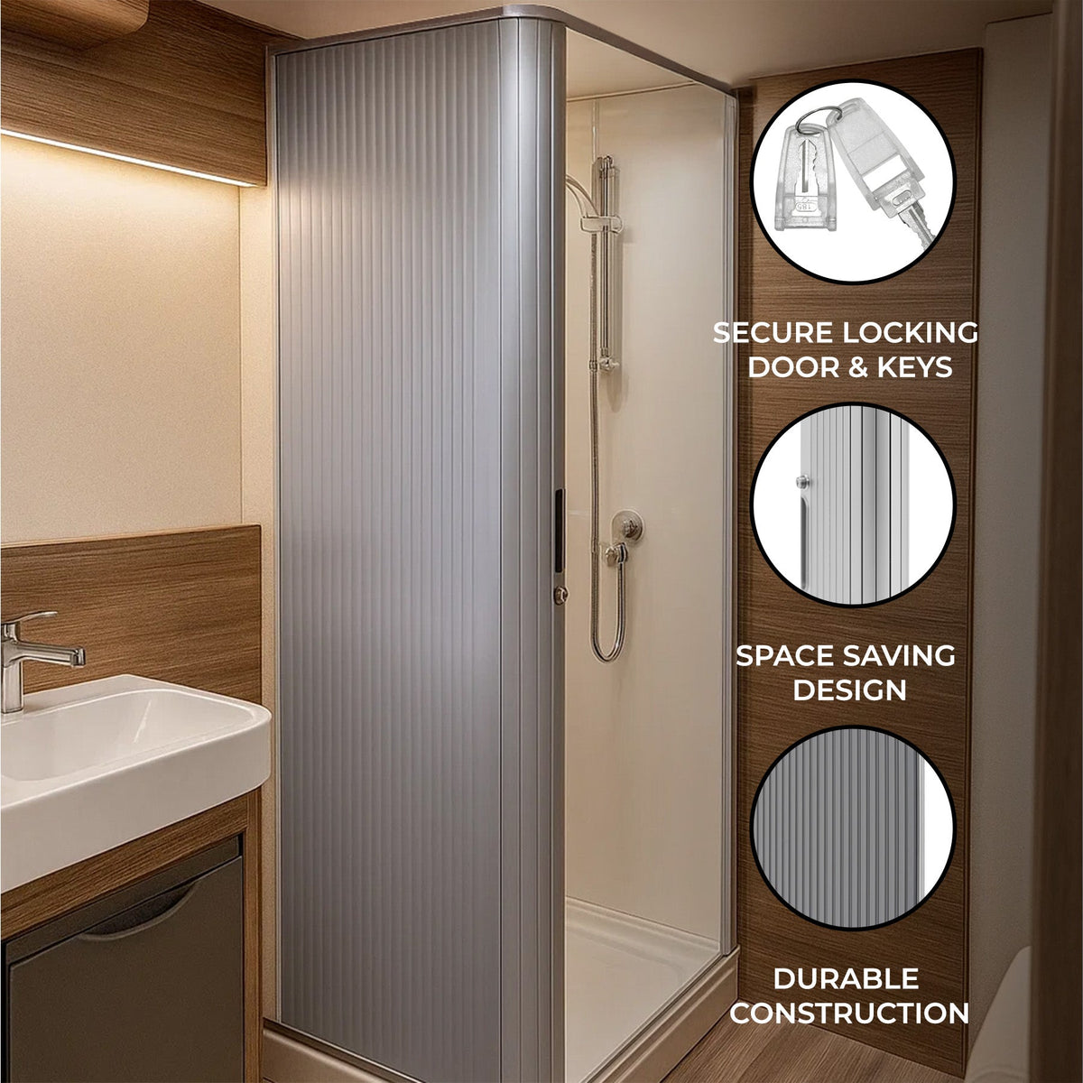Tambour Shower Door – Silver - Like New