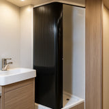 Tambour Shower Door – Black - Used - Acceptable