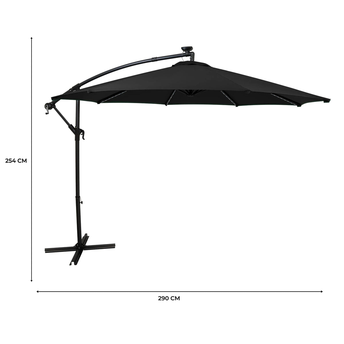 LED Cantilever Parasol 3m – Black - Used - Acceptable
