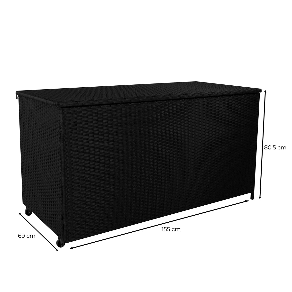 Rattan Cushion Storage Box 700L - Black - Like New