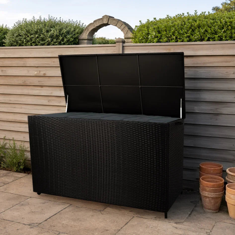Rattan Cushion Storage Box 996L - Black - Like New