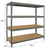 Monster Racking Q-Rax Heavy Duty Storage Shelving, 160cm W, 60cm D, Grey - Used - Acceptable